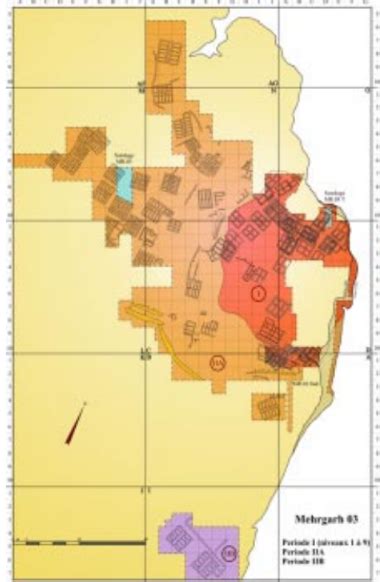 Mehrgarh: map of the Neolithic settlement (periods I and II) © CNRS-MA ...