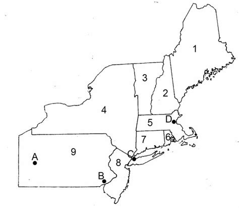 Blank Us Northeast Region Map Label Northeastern States Printout ...