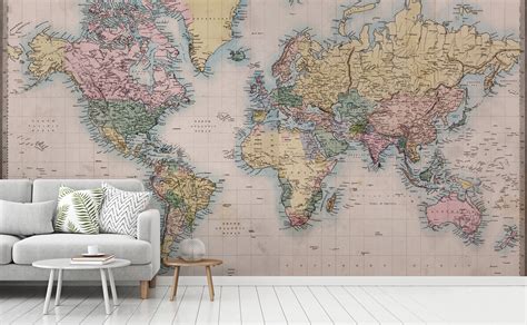 Vintage Map Mural Muralswallpaper Map Murals World Map Mural Images