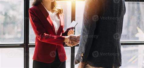 Businesswoman handshake and business people. Successful business ...