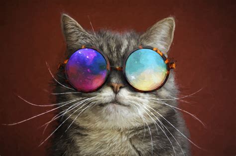 Cat Glasses Party Cool Painting, HD Animals, 4k Wallpapers, Images ...