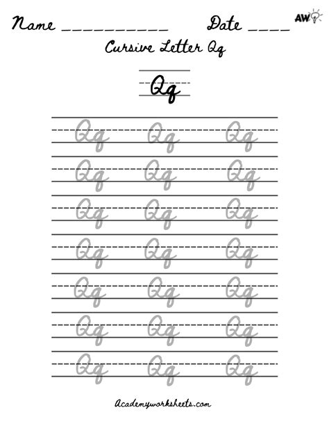 learn cursive q Archives - Academy Worksheets