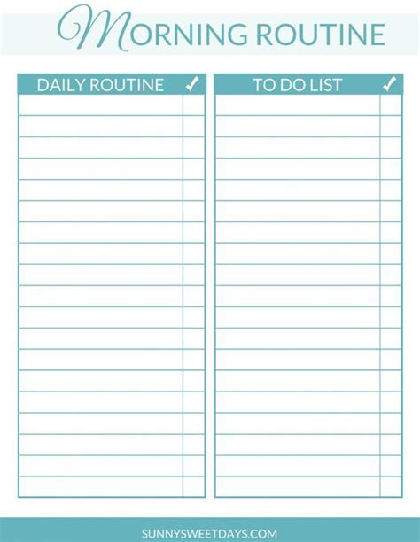 15 Morning Routine Charts To Print And Track Your Habits