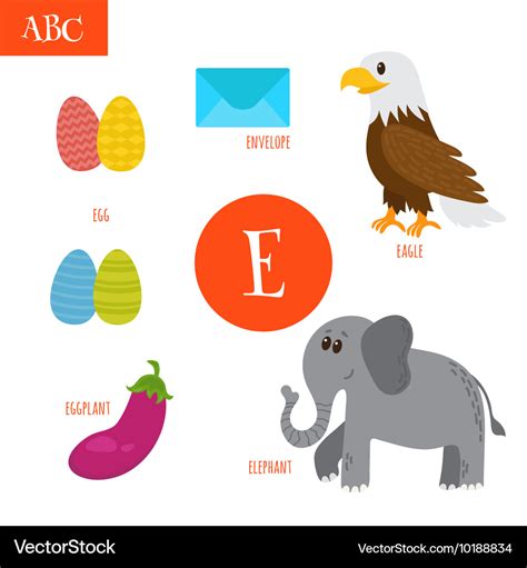 Letter e cartoon alphabet for children egg Vector Image