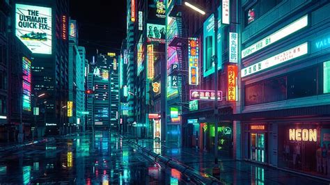 Artwork, city, building, street, Nike, signboard, night, stores, wires ...