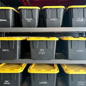 Garage Storage Labels Organized Storage Custom Labels Storage Bins ...