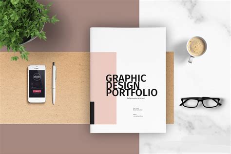 Graphic Design Portfolio Template on Yellow Images Creative Store