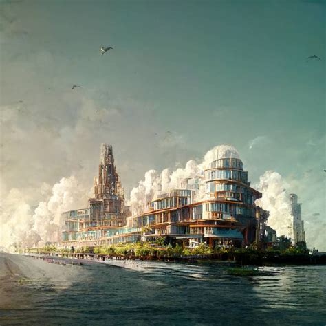 Utopian architecture flooded by sea by alcolsa on DeviantArt