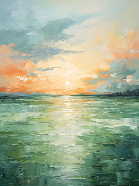 Premium AI Image | sunset on the lake painting