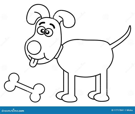 Dog with bone in outline stock vector. Image of doggy - 17717841