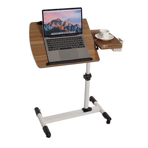 Mobile Rolling Laptop Desk Computer Table Stand Adjustable Bed Bedside ...