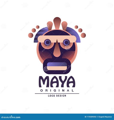 Maya Logo Design, Emblem With Ethnic Mask Vector Illustration On A ...