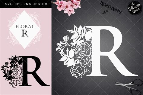 R - Floral Letter Design Graphic by thesilhouettequeenshop - Creative ...