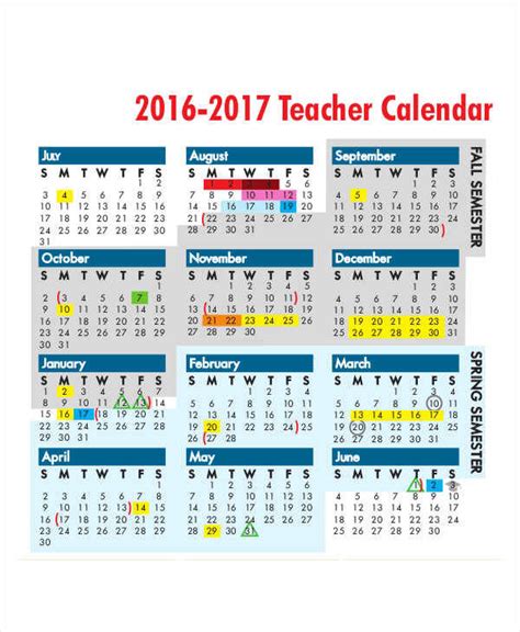 Teacher Printable Calendar - Calendar Templates