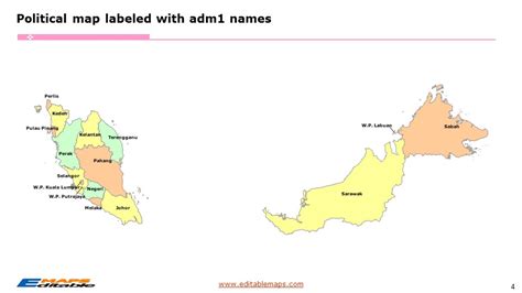 Malaysia Map with 13 States and 3 Federal Territories - Editable ...