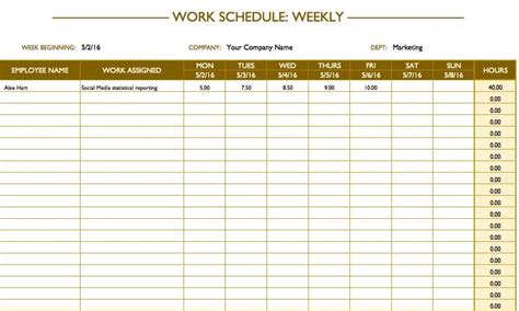 Employee Hourly Schedule Template For Your Needs