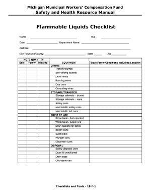 Flammable Liquids Checklist Doc Template | pdfFiller