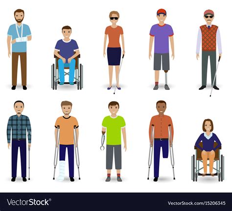 Set of ten disabled people characters disability Vector Image