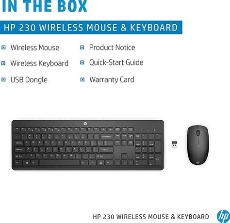 HP 230 Wireless Keyboard and Mouse Combo Set, 1600 Dpi, English Arabic ...