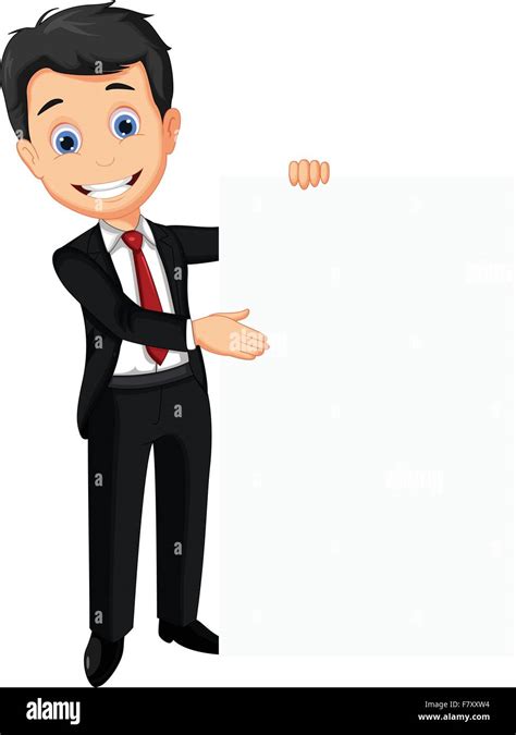 business man cartoon holding blank sign Stock Vector Image & Art - Alamy