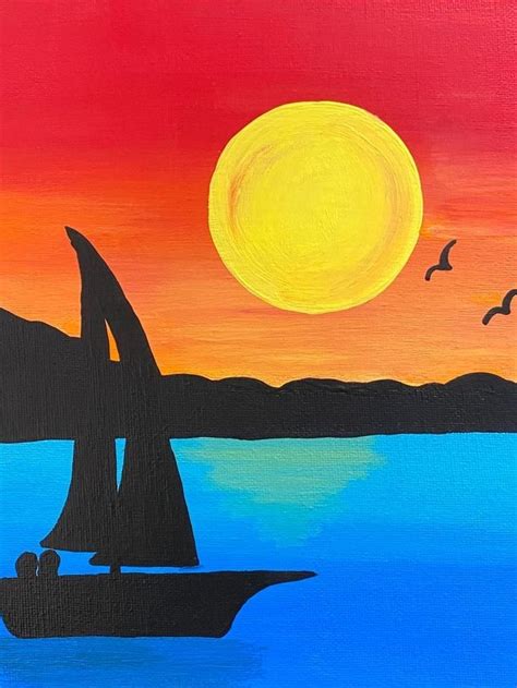 Sailboat at Sunset Acrylic Painting