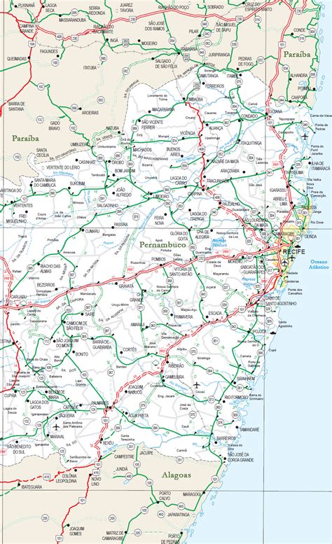 Mapa do Litoral de Pernambuco