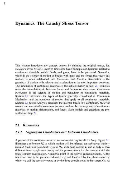 SOLUTION: Tensor analysis dynamics the cauchy stress tensor 1 - Studypool