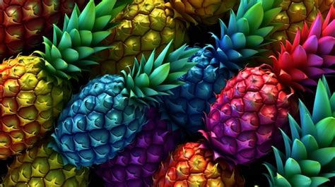 Premium AI Image | Colorful Pineapple Desktop Wallpaper In Vray Tracing ...