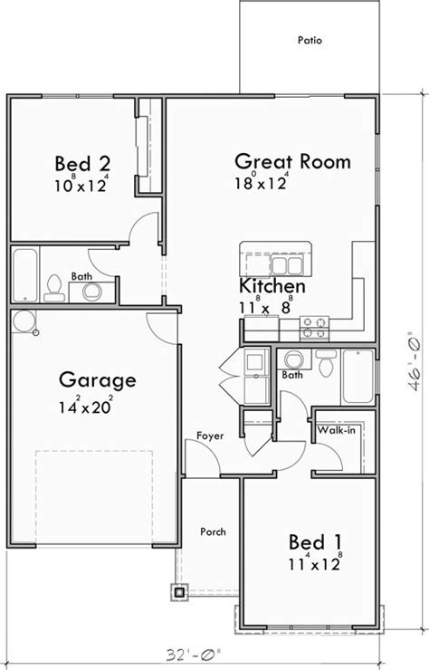 2 Bedroom Small House Designs With Single Car Garage