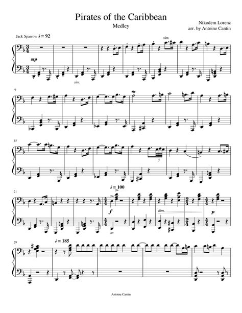 pirates of the caribbean piano sheet music easy Pirates of the ...