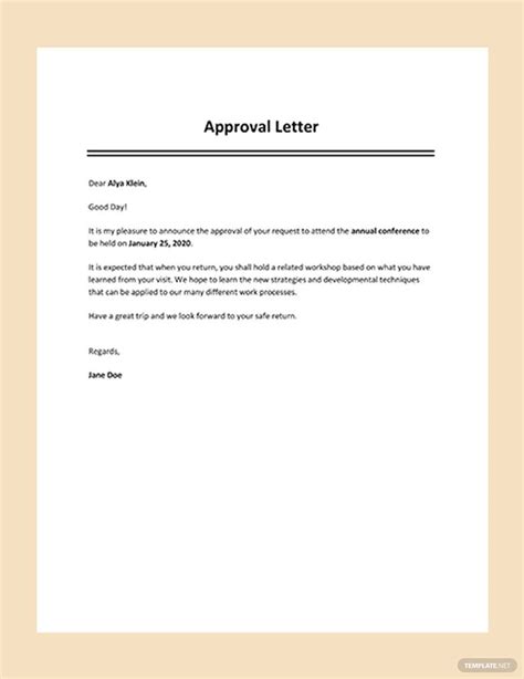 Approval Letter Template in Google Docs, Word, Pages, PDF - Download ...