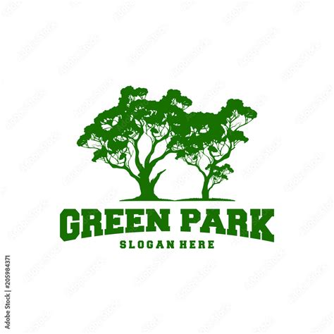 Green park logo with tree silhouette vector, Park logo template, Tree ...