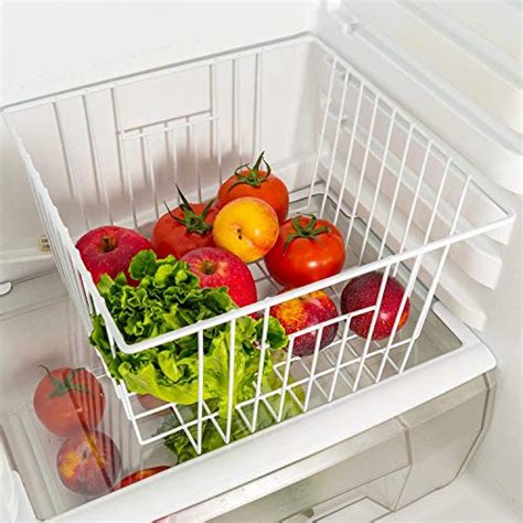 Freezer Organizer Baskets, Refrigerator Deep Metal Wire Food Storage ...