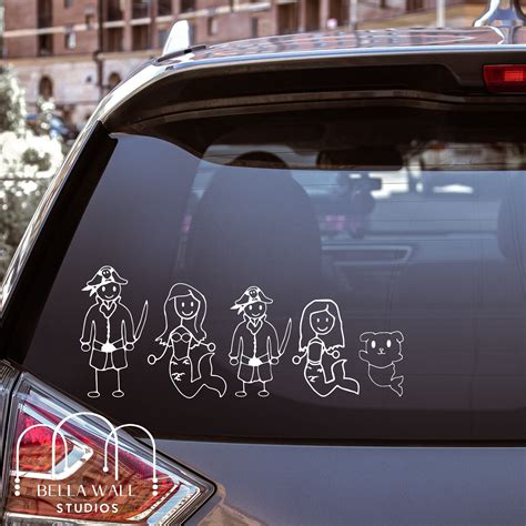 Mermaid Stick Figure Family Car Decal / Pirate Stick Family Car Sticker ...