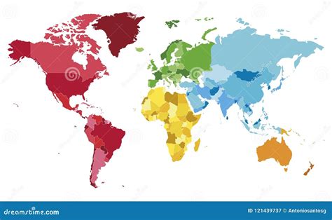 Political Blank World Map Vector Illustration with Different Colors for ...