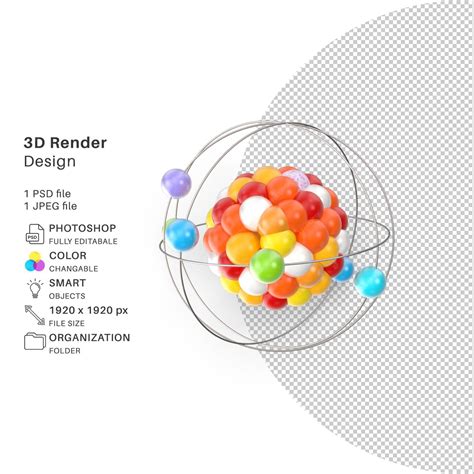 Premium PSD | Molecule model 3d modeling psd file realistic molecule