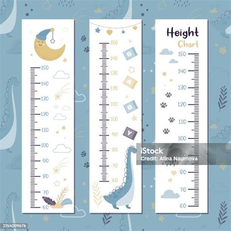 Kids Meter Wall With Cute Dinosaur And Measuring Ruler Set Of Kids ...