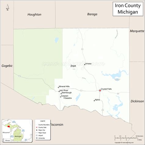 Map of Iron County, Michigan