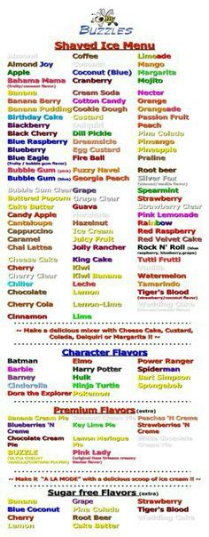 snow cone flavor combinations