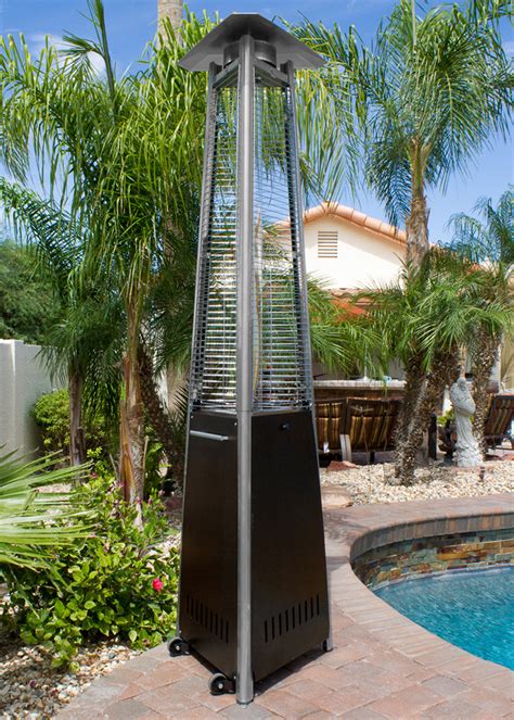 AZ Patio Heaters Natural Gas Glass Tube Patio Heater in Hammered Bronze