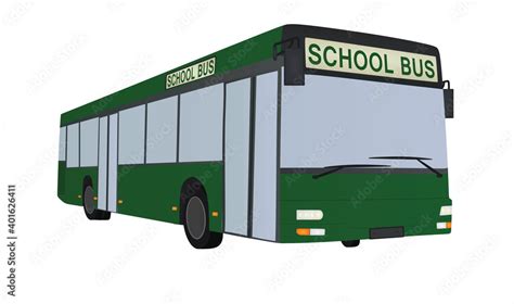 Green school bus. vector illustration Stock Vector | Adobe Stock