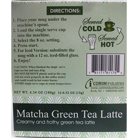 Matcha Green Tea Latte, 12 Single Serve Cups