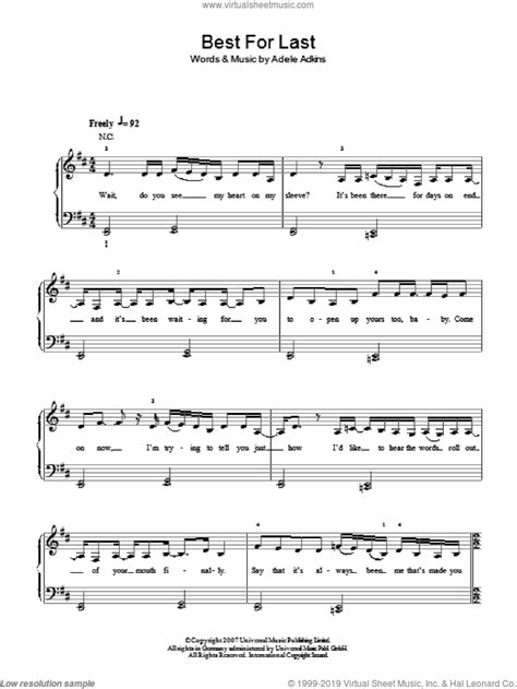 Best For Last sheet music for piano solo (PDF) v2