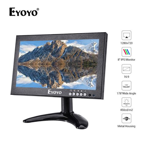 Eyoyo 8 inch Small HDMI LCD Monitor, Portable 1280x720 16:9 IPS Metal ...