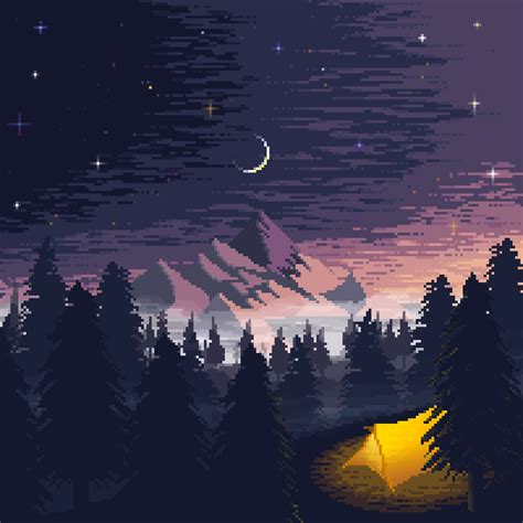 Pixel Art Starry Sky Pixel Art Pixel Art Background Pixel Wallpaper ...