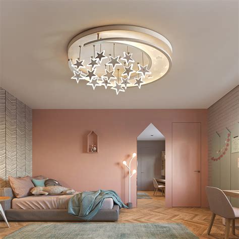 Modern LED Ceiling Light Iron PMMA Star Moon Children Room Bedroom ...