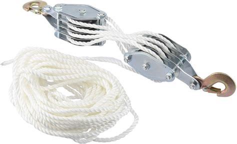 Amazon.com: Poly Rope Hoist Pulley Block and Tackle Rope 7:1 Lifting ...