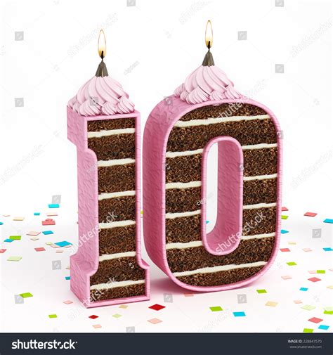 Number 10 Shaped Chocolate Birthday Cake Stock Illustration 228847570 ...