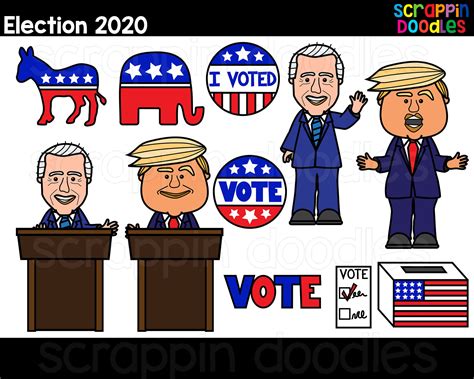 Election Clip Art Donald Trump Joe Biden Voting Clipart Ballot Box ...