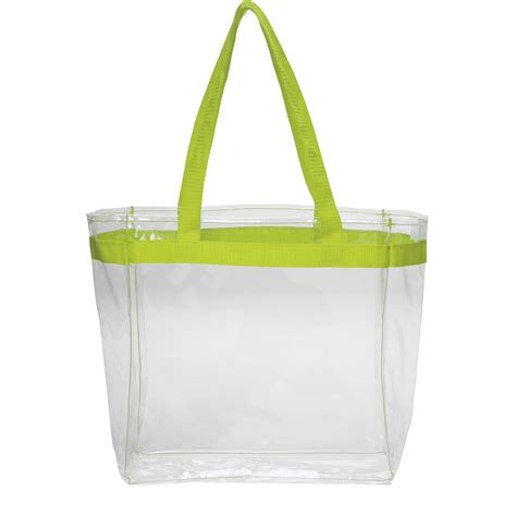 Personalized Color Handles Clear Plastic Tote Bags | TOT132 - DiscountMugs